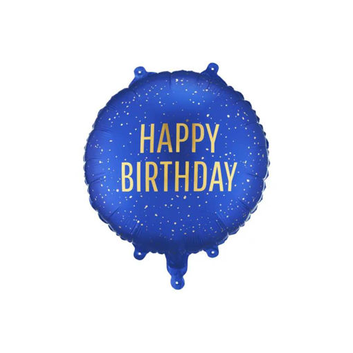 Picture of FOIL BALLOON ROUND NAVY BLUE HAPPY BIRTHDAY 18 INCH
